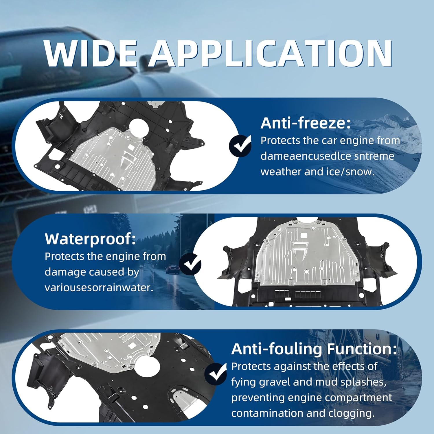 74114T50000 7411030AA00 Front Under Engine Splash Shield Lower Cover Guard Compatible with Honda Accord 1.5L 2023-2025 Replace 74110-30A-A00 74114-T50-000