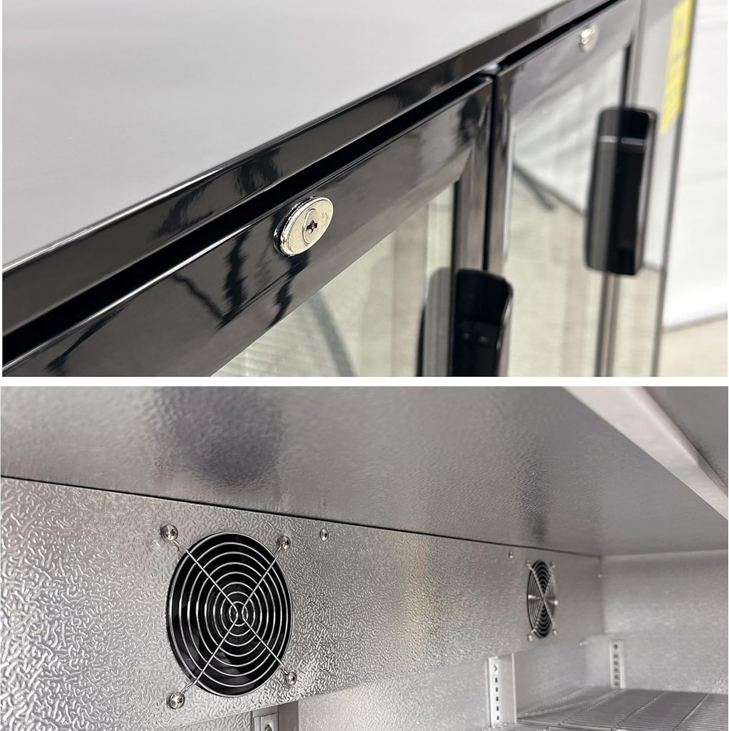 Beer Back Bar Cooler 3 Glass Door (Swing Door) 53" Width Beer Fridge NSF Certified Beverage Refrigerator 11.8 cu.ft Under Counter Height 35°-46°F Black bb3dup