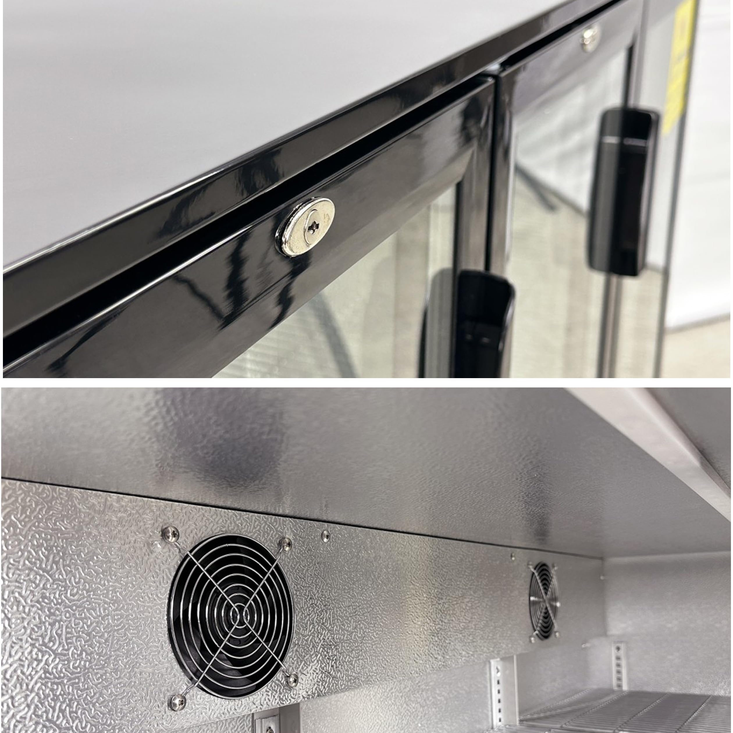 Beer Back Bar Cooler 3 Glass Door (Swing Door) 53" Width Beer Fridge Nsf Certified Beverage Refrigerator 11.8 Cu.Ft Under Counter Height 35°-46°F Black Bb3dup on Fridge.com - View 6