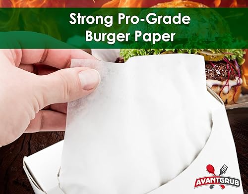 Miniatura 6 de Avant Grub - Papel de hamburguesa de grado restaurante, paquete de 1000 unidades. Cuadrados antiadherentes, encerados de grado alimenticio de 5.5 x