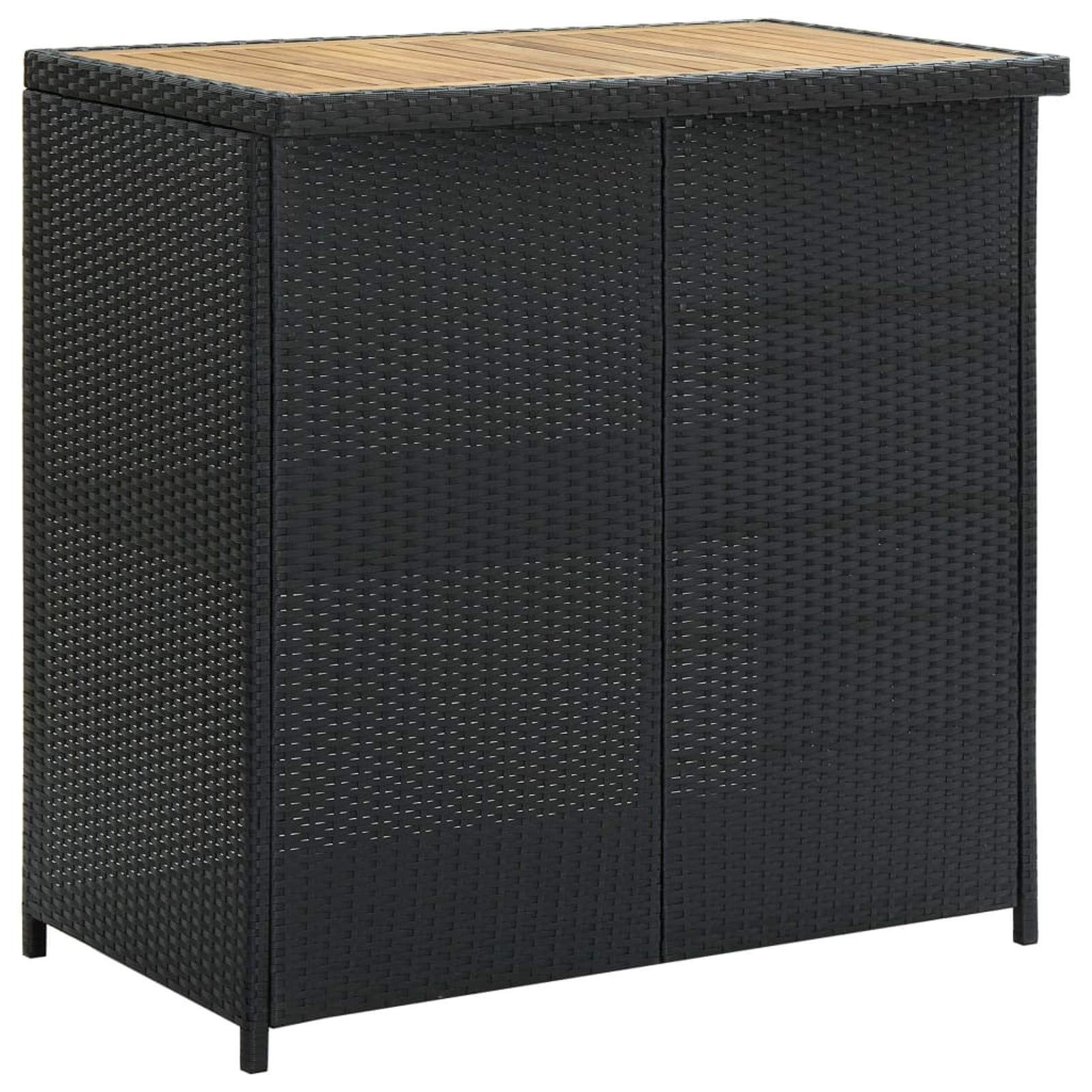 ARKEM Set da Bar 3 pz in Polyrattan Nero,Mobili Bar da Giardino,Angolo Bar da Giardino Cortile Esterno