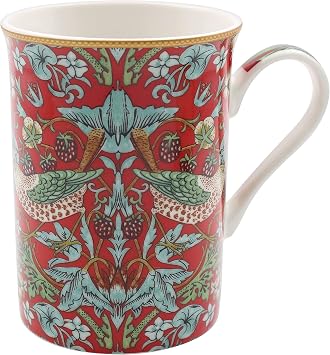 The Leonardo Collection LP94916 Ceramic Mug | Strawberry Thief design | 1 Pc, Red