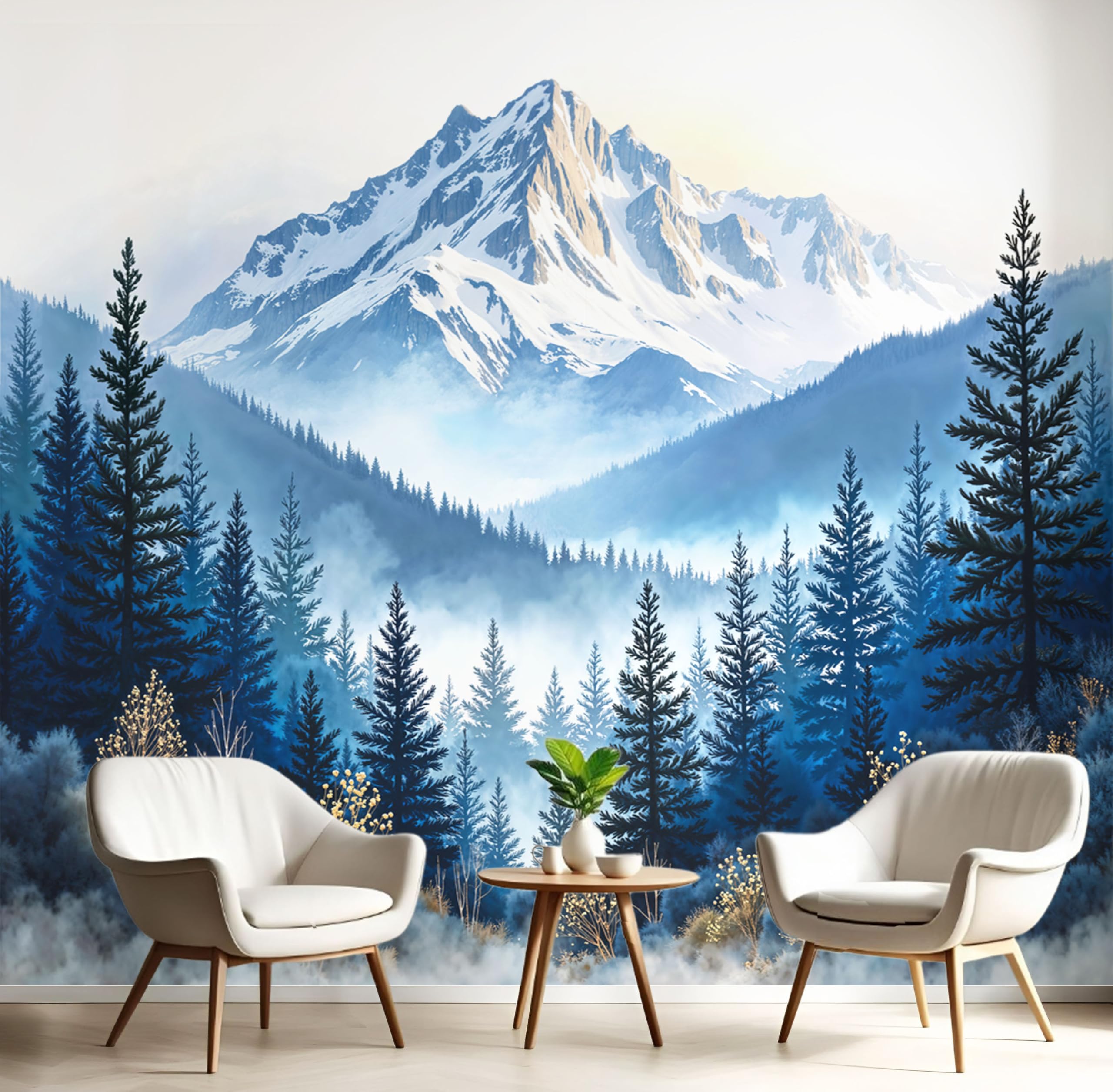 Papier peint panoramique nuages brouillard pour chambre zen