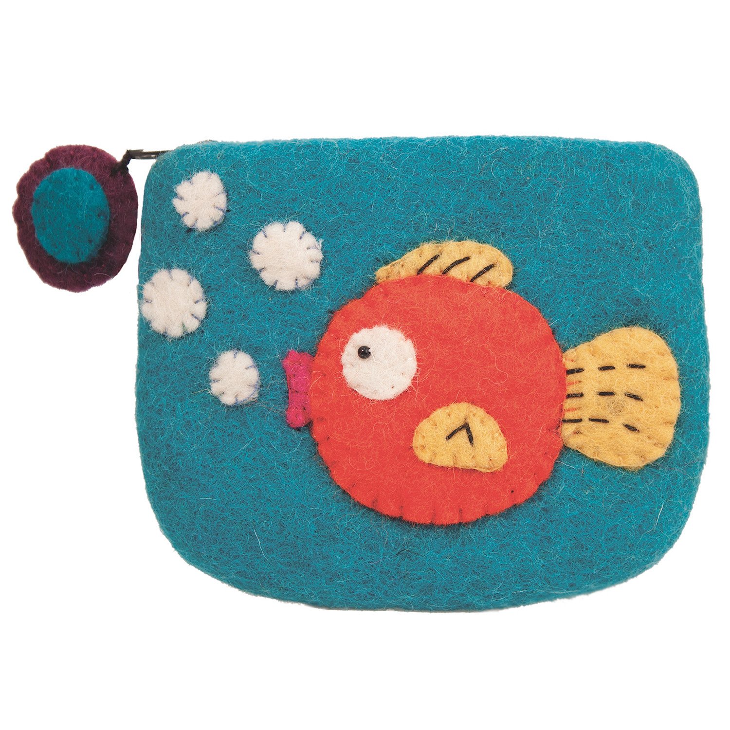 Women's Fair Trade Felt Coin Purse - Goldfish