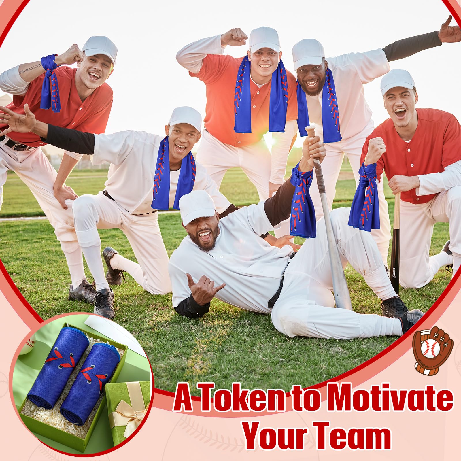 12 asciugamani rinfrescanti per baseball, calcio, basket, traspiranti, per softball, calcio, ghiaccio, 101,6 x 30,5 cm, asciugamano in microfibra per allenatore (blu, softball)