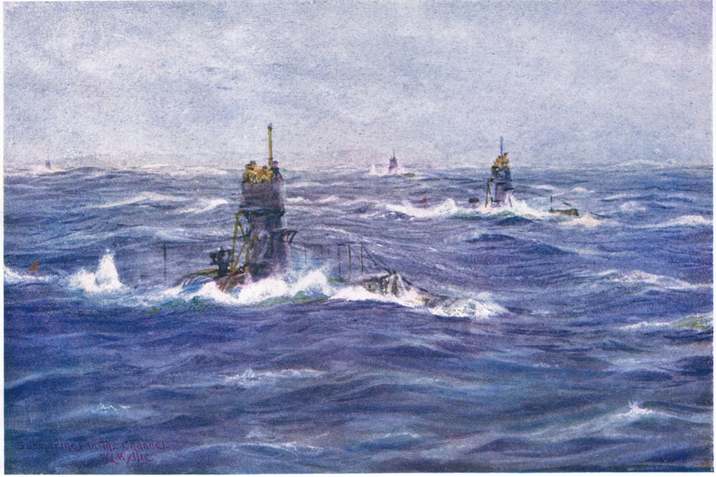 POSTERIIk Vintage Print Pop Art Landscape Artwork Submarines in the by William Lionel Wyllie Art Prints for Office Home Decor 60x90cm