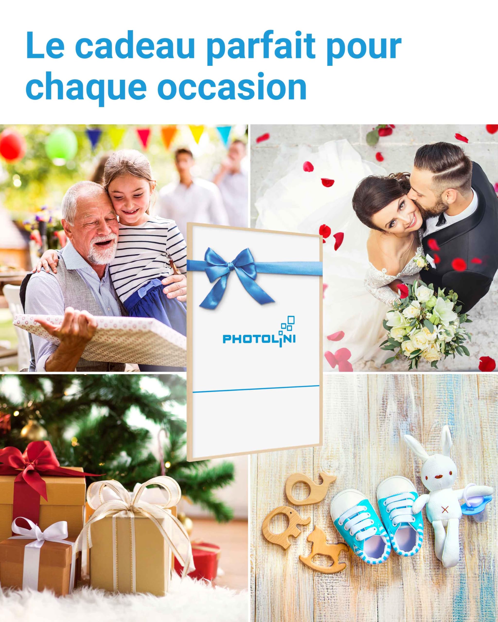 PHOTOLINI Cadre 30 x 40 bois MDF naturel, lot de 3 cadres photo 30x40 pour posters, picture frame 40x30, verre acrylique incassable, décoration murale à suspendre, avec accessoires supplémentaires