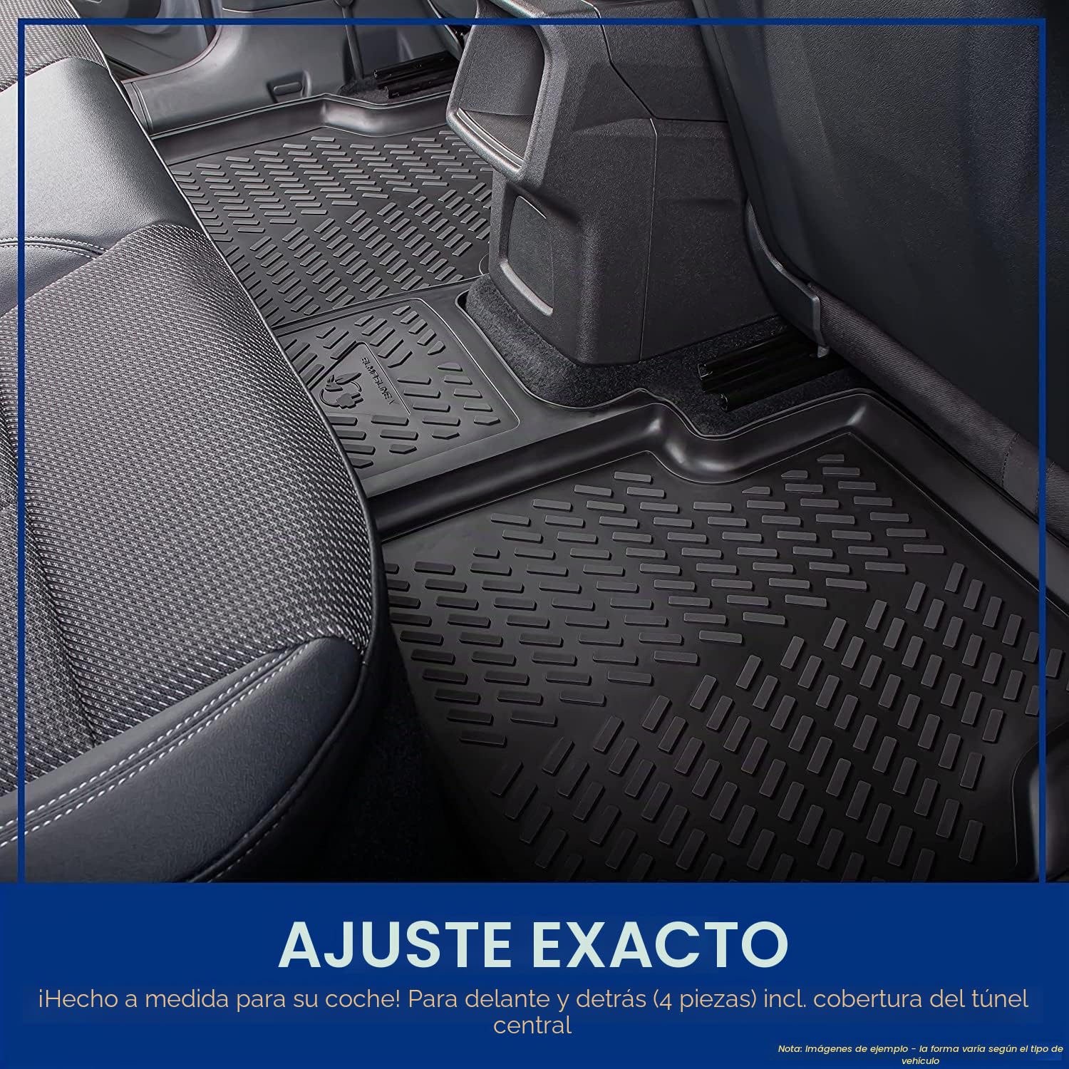 Elmasline Alfombrillas de goma 3D para Toyota Yaris 2020-2025 ¡solo para HÍBRIDO!! | Accesorio - Alfombrillas con borde de 5 cm