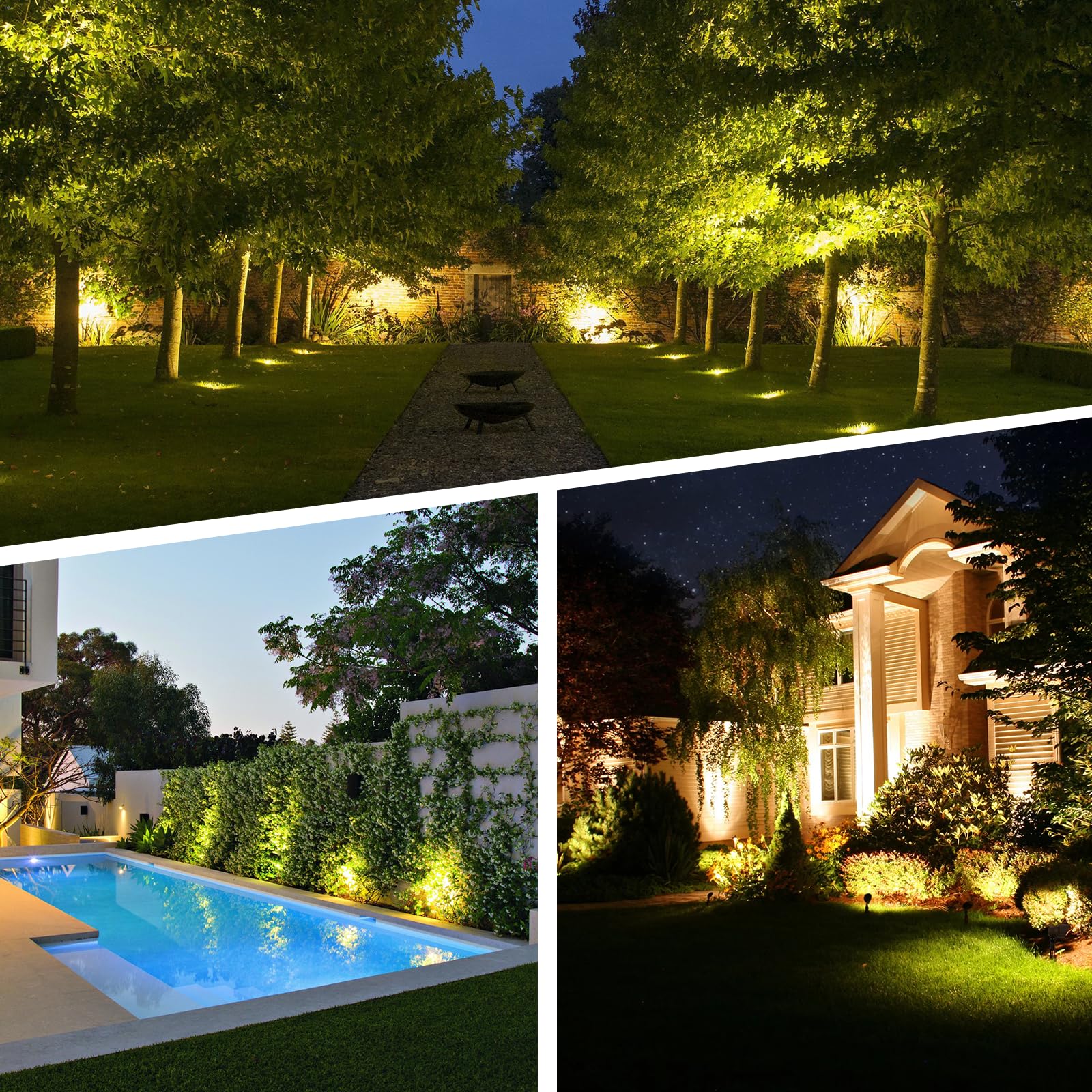 BOSITE RGB Tuinspot met Grondspies, Set van 2 LED Tuinlampen IP66 Waterdicht, LED Flood Light met Afstandsbediening en Bluetooth App, Spot LED voor Buiten Tuin Boom Landschap Gazon (10W 24V