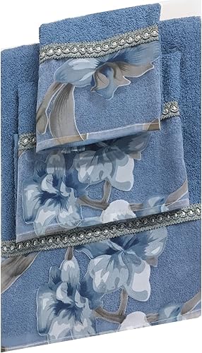 Daniel's Bath & Beyond Lily Blue - Juego de toallas de 3 piezas