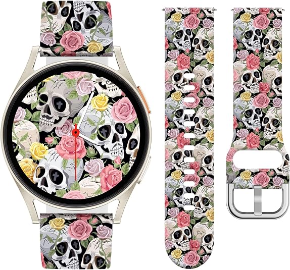 Halloween Watch Band Compatible with Samsung Galaxy Watch 7/FE/6/5/4 Band with Charms,20mm Soft Silicone Sport Band for Garmin Vivoactive 5/Vivoactive 3 Smart Watch