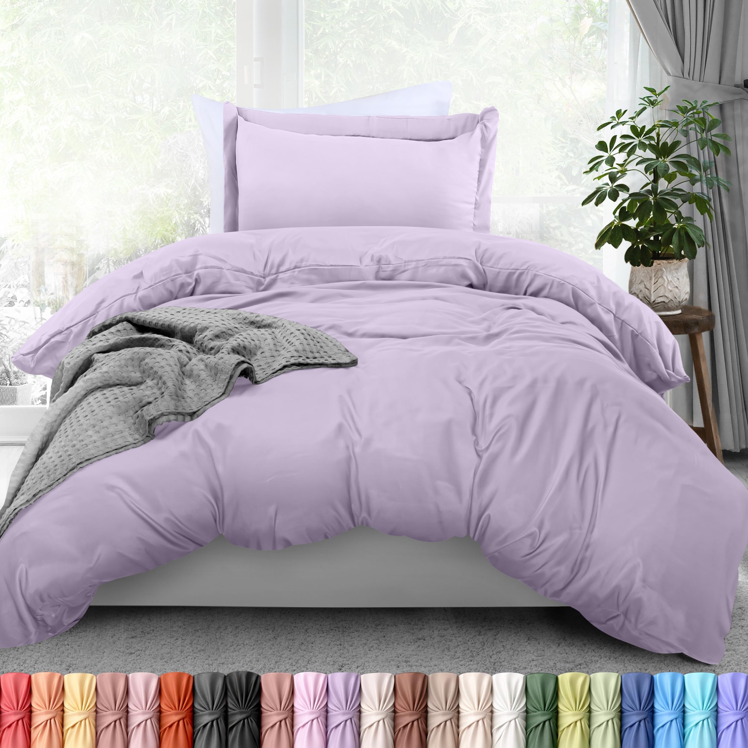 Duvet Cover Twin/Twin XL, 2 PC Cotton Like Polyester, Lavender