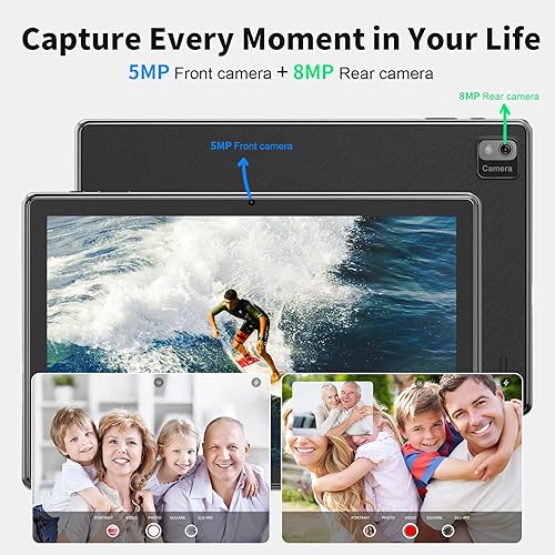 Miniatura 5 de SGIN Tablet de 10 pulgadas, tableta Android 12, tabletas con procesador Octa-Core con 8 GB de RAM 128 GB de ROM, FHD 1920 x 1200, 6000 mAh, WiFi