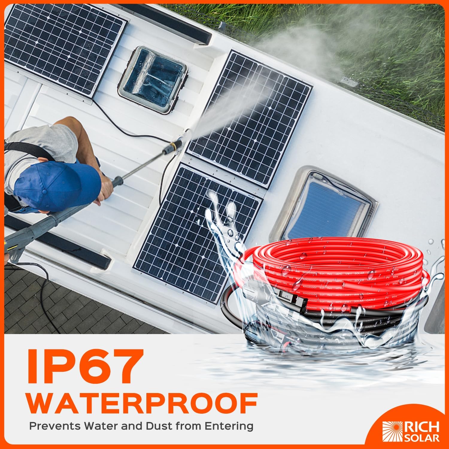 RICH SOLAR 30 Feet 10 Gauge Solar Extension Cable One Pair Connect Solar Panel to Charge Controller