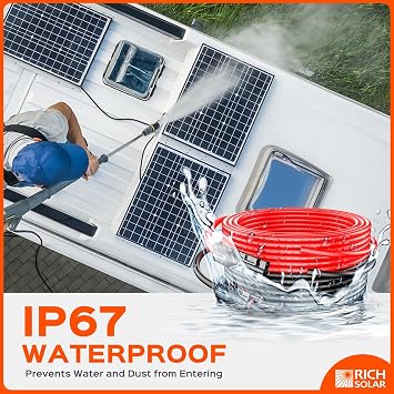 RICH SOLAR 30 Feet 10 Gauge Solar Extension Cable One Pair Connect Solar Panel to Charge Controller