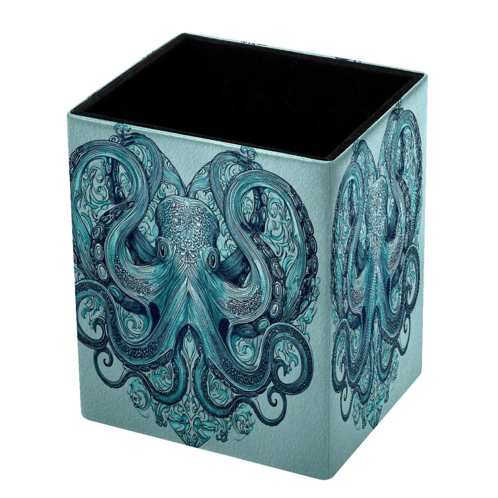 DragonBtu Desktop Pencil Holder, Octopus Rectangular Pencil Cup, Pencil Storage Bag Office Desk Supplies Case for School, Kids