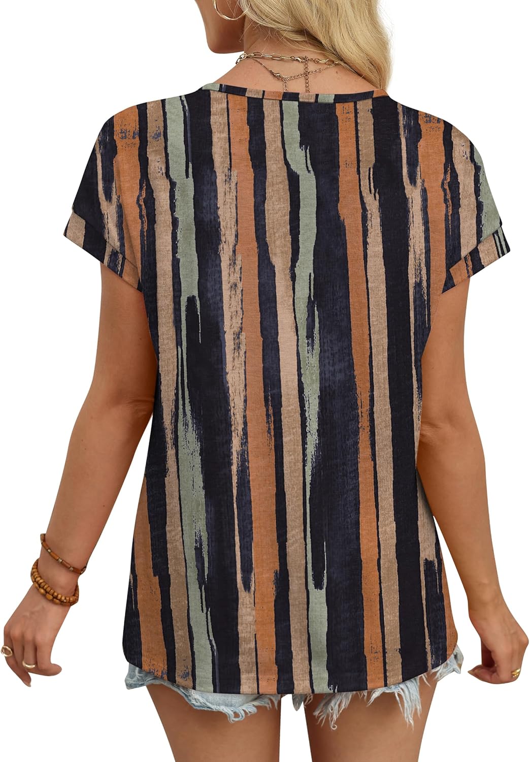 WIHOLL Womens Summer Tops Cap Short Sleeve Shirts V Neck Tshirts Spring Blouses Beach Vacation Clothes - Image 5