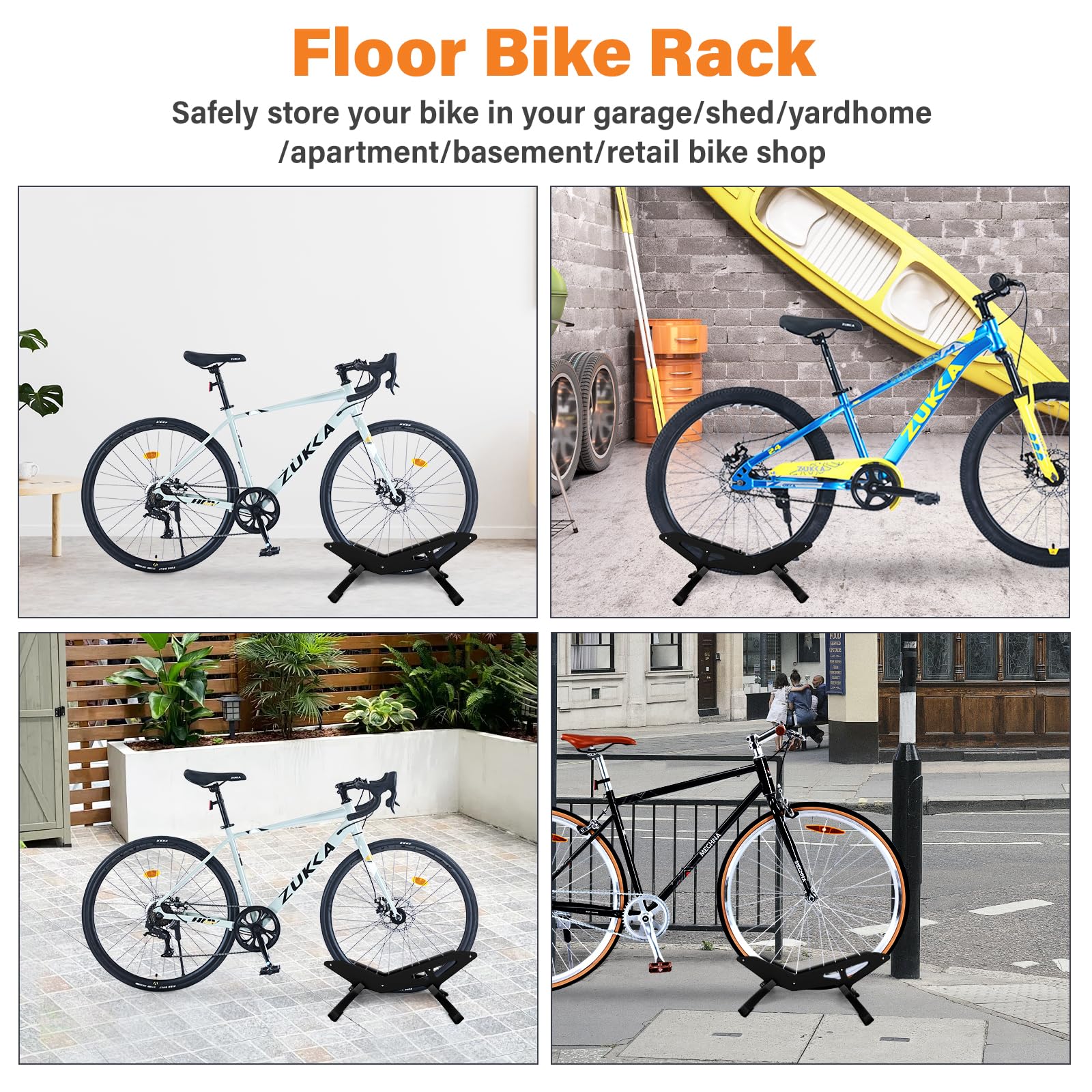 MEGHNA Fahrrad Bodenständer Universeller Verstellbare Fahrradständer Parkständer für MTB/City Bike/Rennräder für Alle 30–80mm Breiten Fahrradtype