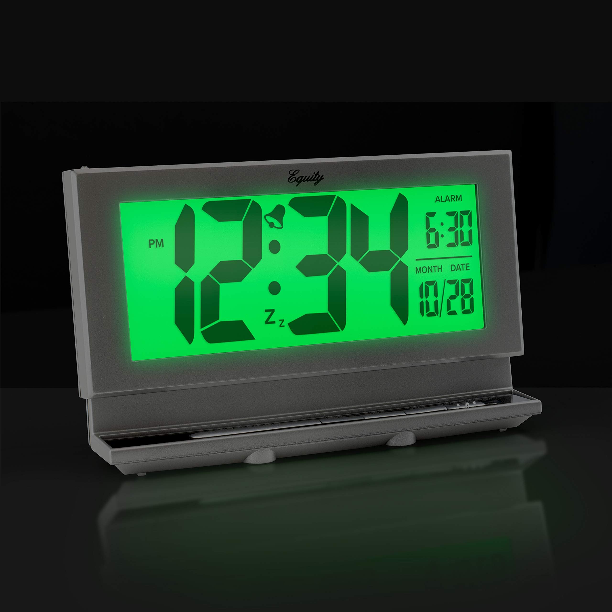 Equity’s 2” Digital LCD Alarm Clock with Night Vision Model# 30041 Silver