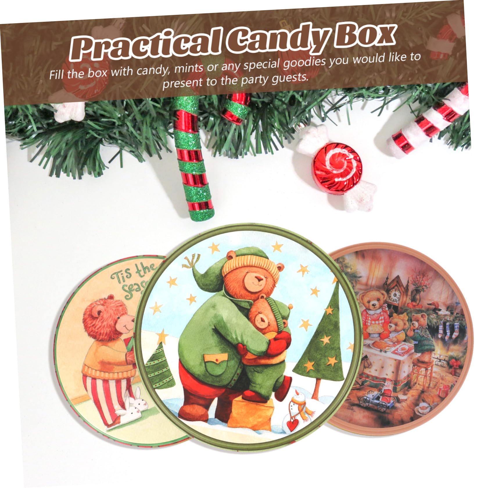VICASKY 4 Piezas Hojalata Caja de Obsequio Navideña para Dulces y Galletas