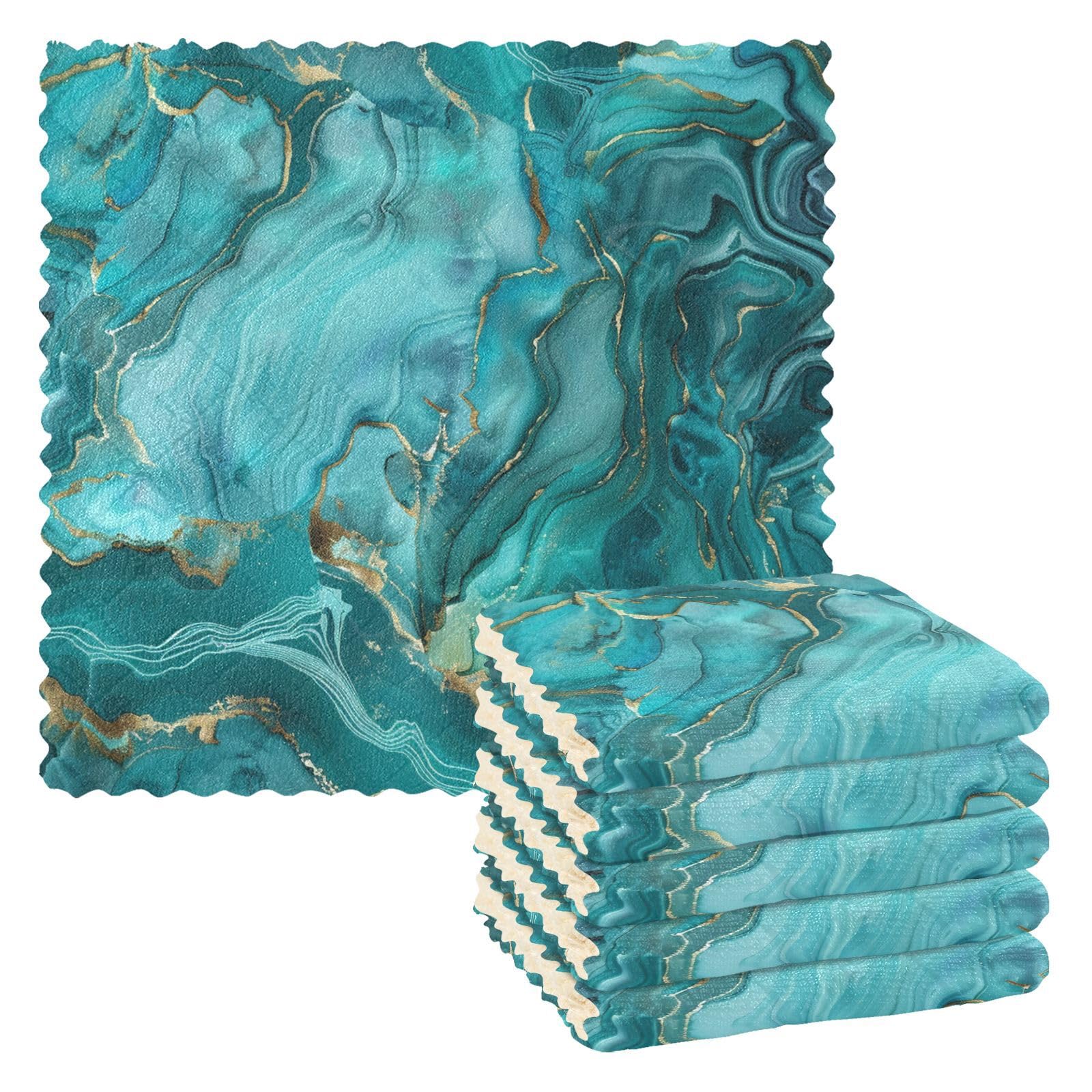 Paños de cocina súper absorbentes y suaves ALAZA con diseño de mármol, set de 6 piezas