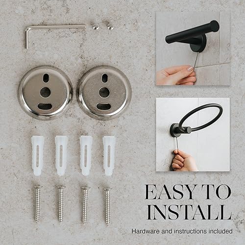 Miniatura 4 de MARMOLUX ACC Juego de 5 piezas de accesorios de baño negros  Toalleros de mano y toallero de baño  Toallero de baño  Toallero montado en la pared