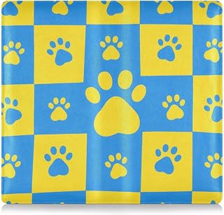 Blue and Yellow Paw Prints Premium Leather Toursuit car registration and insurance card holder Essential Wallet Case for Driver License, Cards & Essential Documents