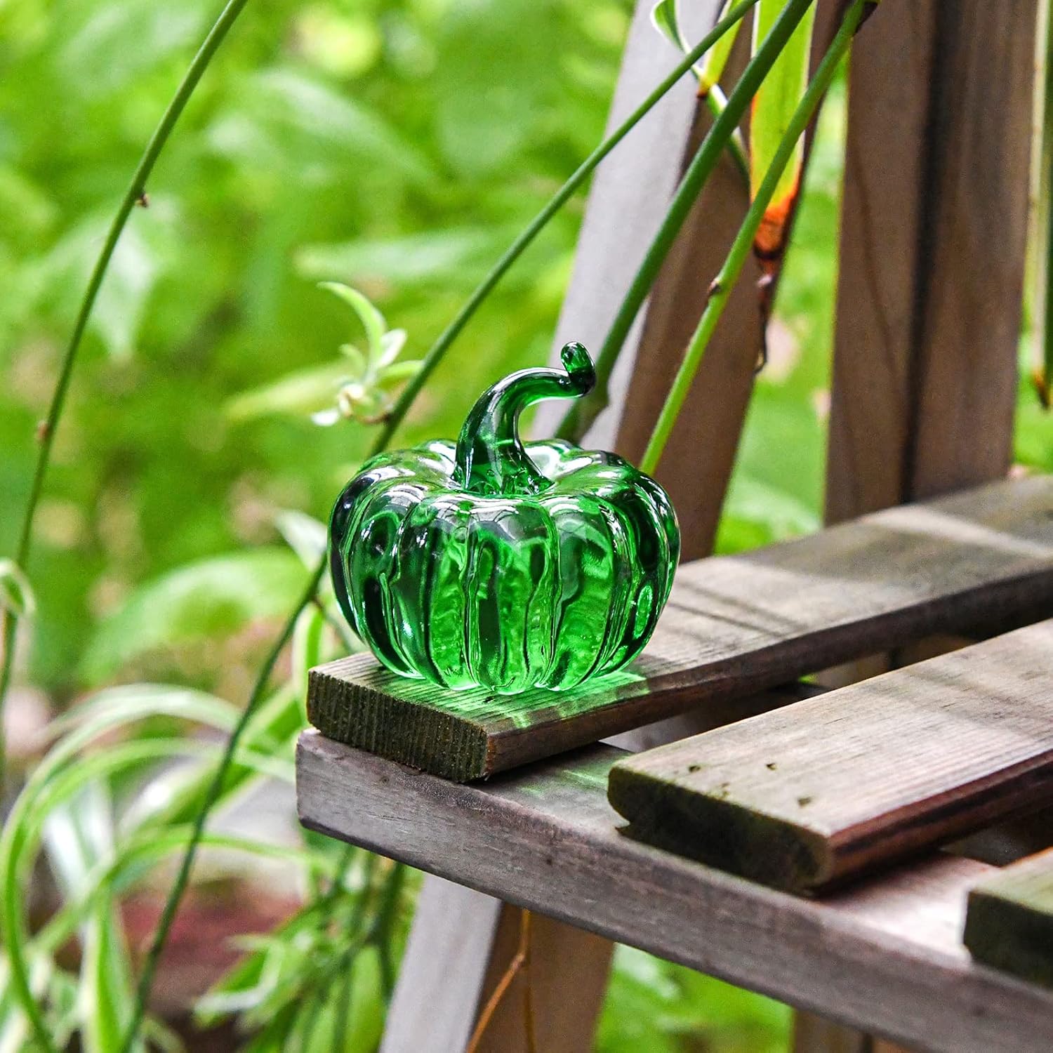 Crystal Pumpkin Collectible - Fall Decorations for Home Glass Fruit Ornament Desktop Paperweight Glass Pumpkin Home Decoration (Green) - Image 7
