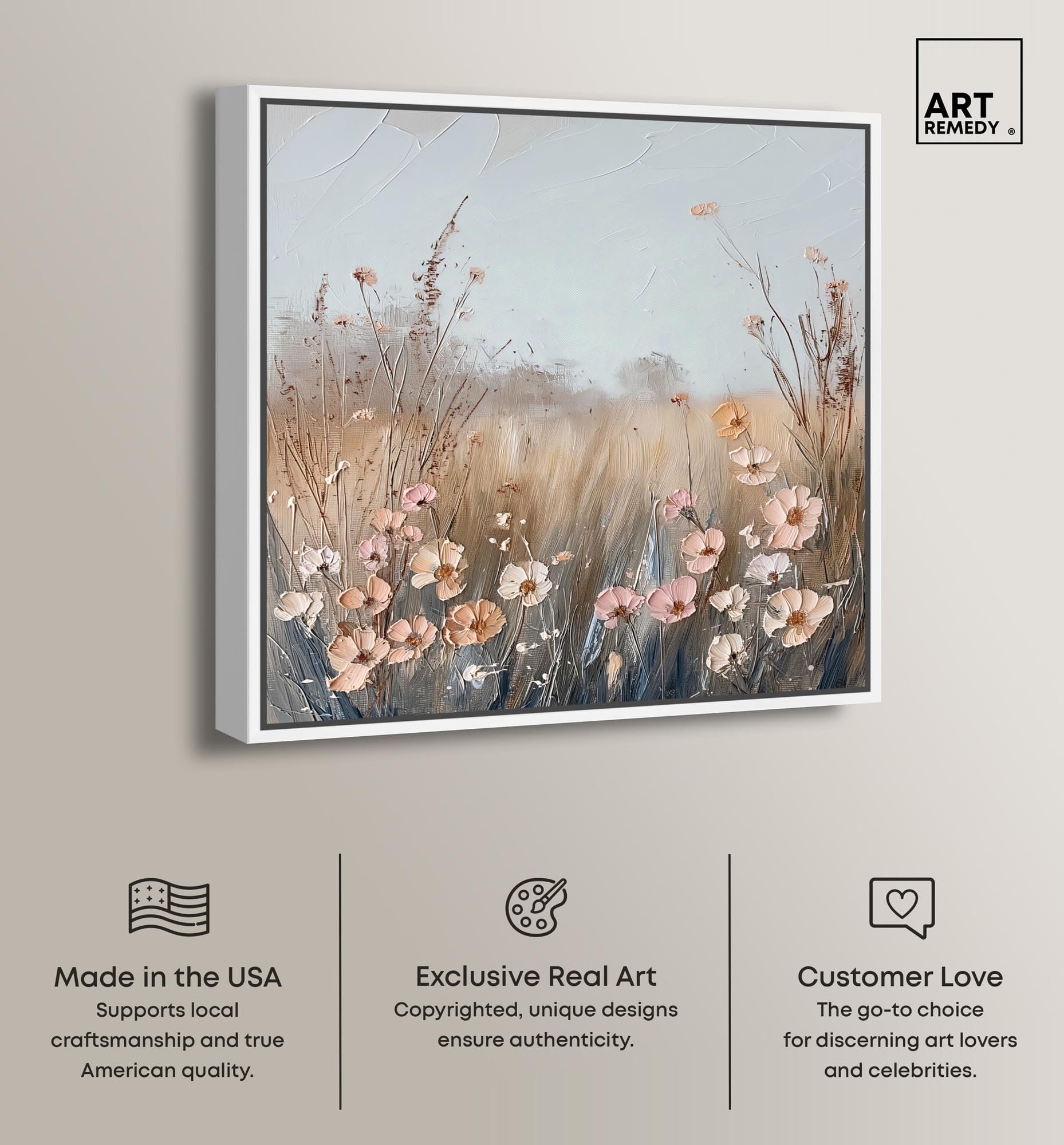 Art Remedy Muskatnuss Flower Fusion Leinwandbild, Bauernhaus-Blumenkunst, weißer Rahmen, 50,8 x 50,8 cm