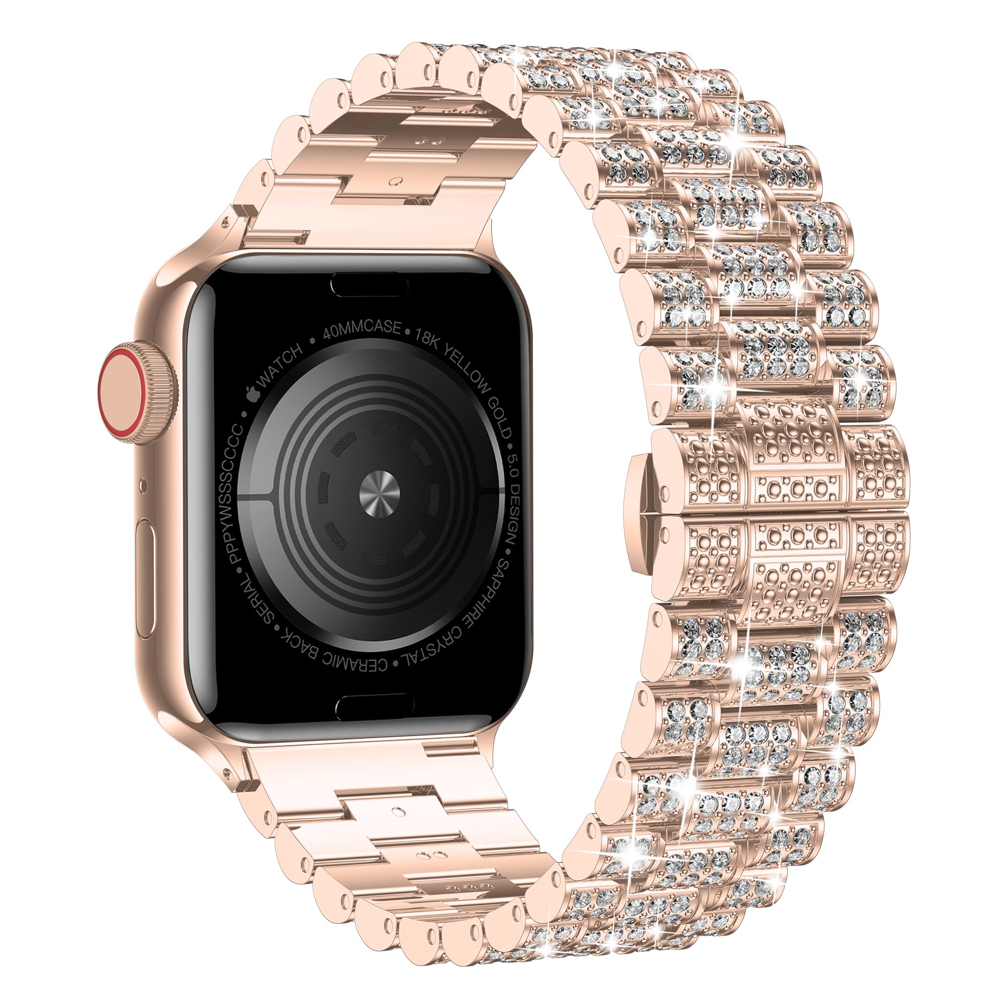 Wolait Dressy Bling Band Compatible With Apple Watch Bands 46mm 49mm 45mm 44mm 42mm 41mm 40mm 38mm, Diamond Metal iWatch Bands for Women Series 11 10