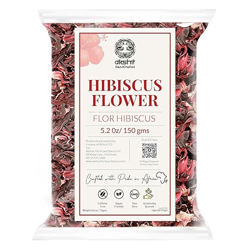 Flores secas de hibisco, 5 onzas, Flor De Jamaica, flores comestibles secas, hojas sueltas de té de hibisco, sin OMG, sin aditivos, sin cafeína. por