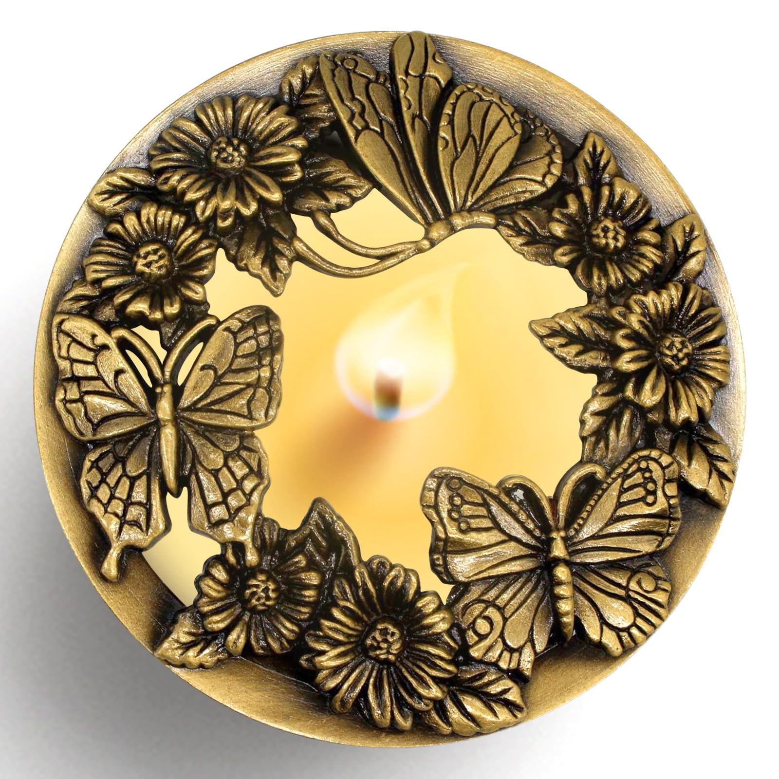 Hion Scented Candle Topper Cover to Burn Evenly, Illuma Lid Candle Jars Accessories Decoration Gifts for Women, Elegant Carved Shades Sleeves Increases Atmosphere Party(Butterfly Golden) — image 1