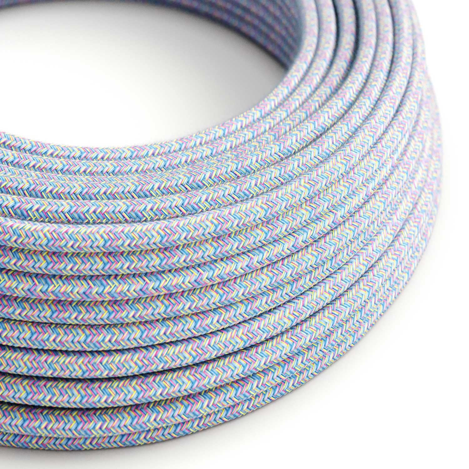 Creative-Cables L'originale cavo elettrico rivestito in tessuto 2 x 0,75 mm² (50 m, Lollipop RX09) – Rotondo, effetto seta – Sicurezza certificata, made in Italy