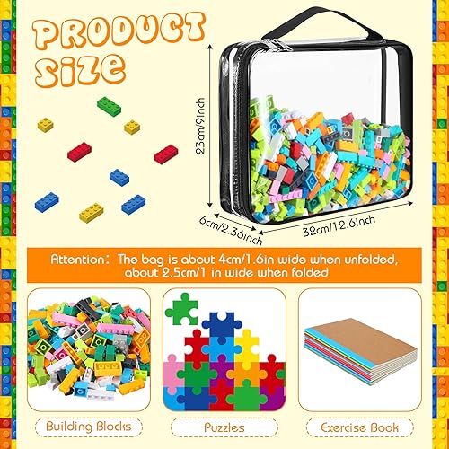 Miniatura 38 de Sanwuta Paquete de 6 bolsas de almacenamiento de juguetes, bolsas organizadoras de PVC con cremallera, contenedor de juguetes impermeable para