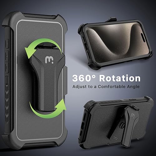 Miniatura 6 de MYBAT PRO Maverick Series - Funda para iPhone 15 Pro Max con funda de clip para cinturón, compatible con MagSafe, con protector de pantalla,