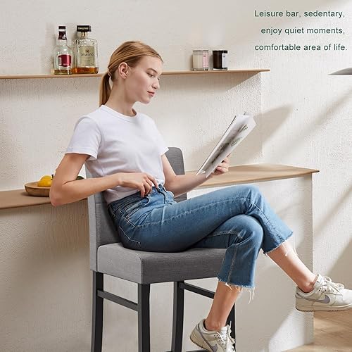 Miniatura 2 de Taburetes de bar de 30 pulgadas de altura de mostrador de 2 y 4 con respaldo de tela, sillas de bar modernas con altura de asiento, taburetes de