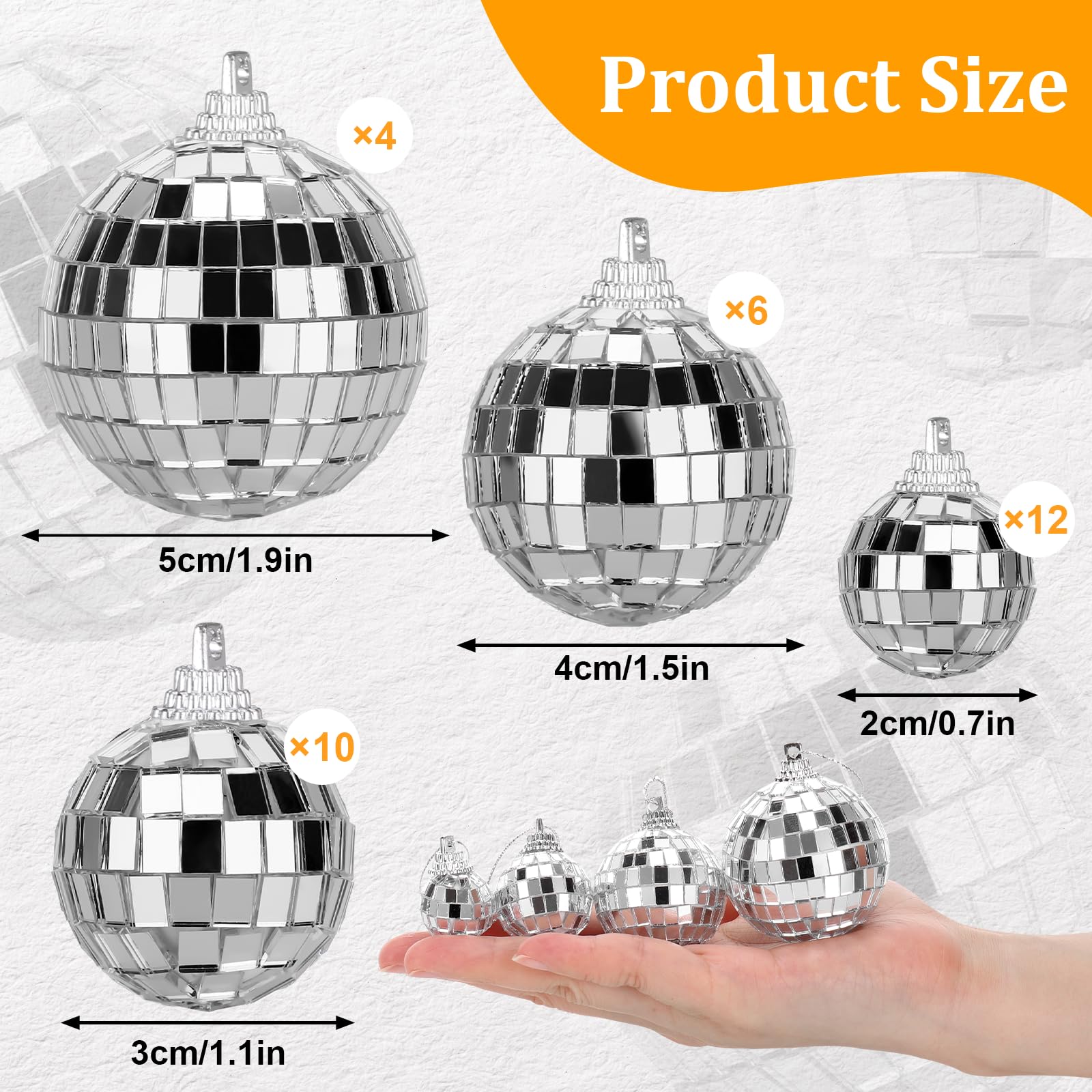 TranRantic Set met 32 stuks discoballen, glanzende kleine discoballen, mini discoballen decoratie, discobal cake toppers, discobal decoratie voor taartdecoratie, feest, bar, vakantiedecoratie (zilver