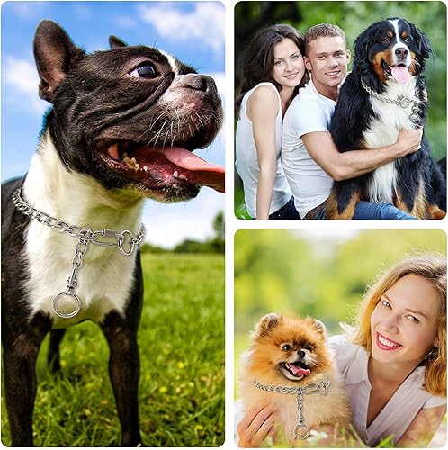 Miniatura 2 de Collar de cadena para perro, correa de acero inoxidable de metal, collar de estrangulador de entrenamiento, hebilla ajustable, cabeza de rotación de