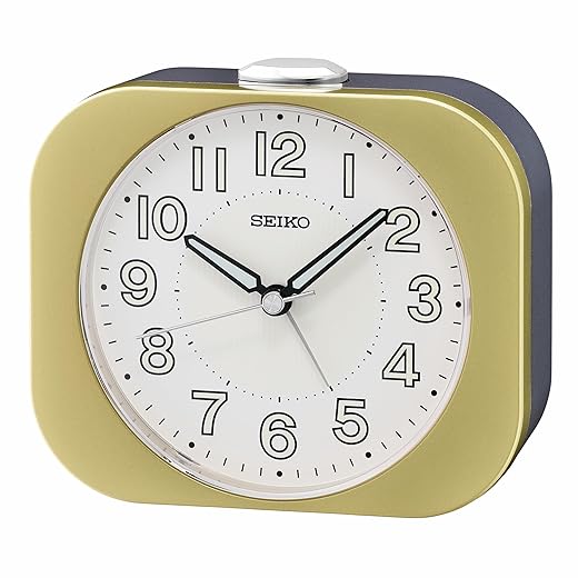 SEIKO QHE 206 GLH Non Ticking Bedroom Alarm Clock, Gold, 3 . 9 x 4 . 4 Inches product image