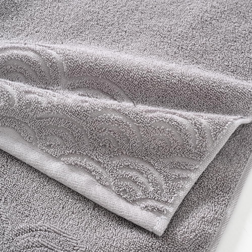 Grey Hand Towels Highly Absorbent 100% Cotton Ultra Soft Rippled Textured Edge Terry Decorative Hand Towel for Bathroom 13 X 29 inch, 2 Piece - Image 8