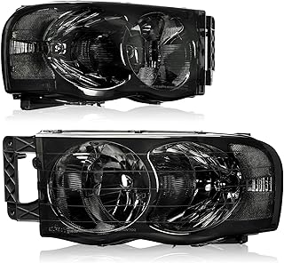DWVO Headlights Assembly Compatible with 02-05 Dodge Ram 1500 Smoky Lens
