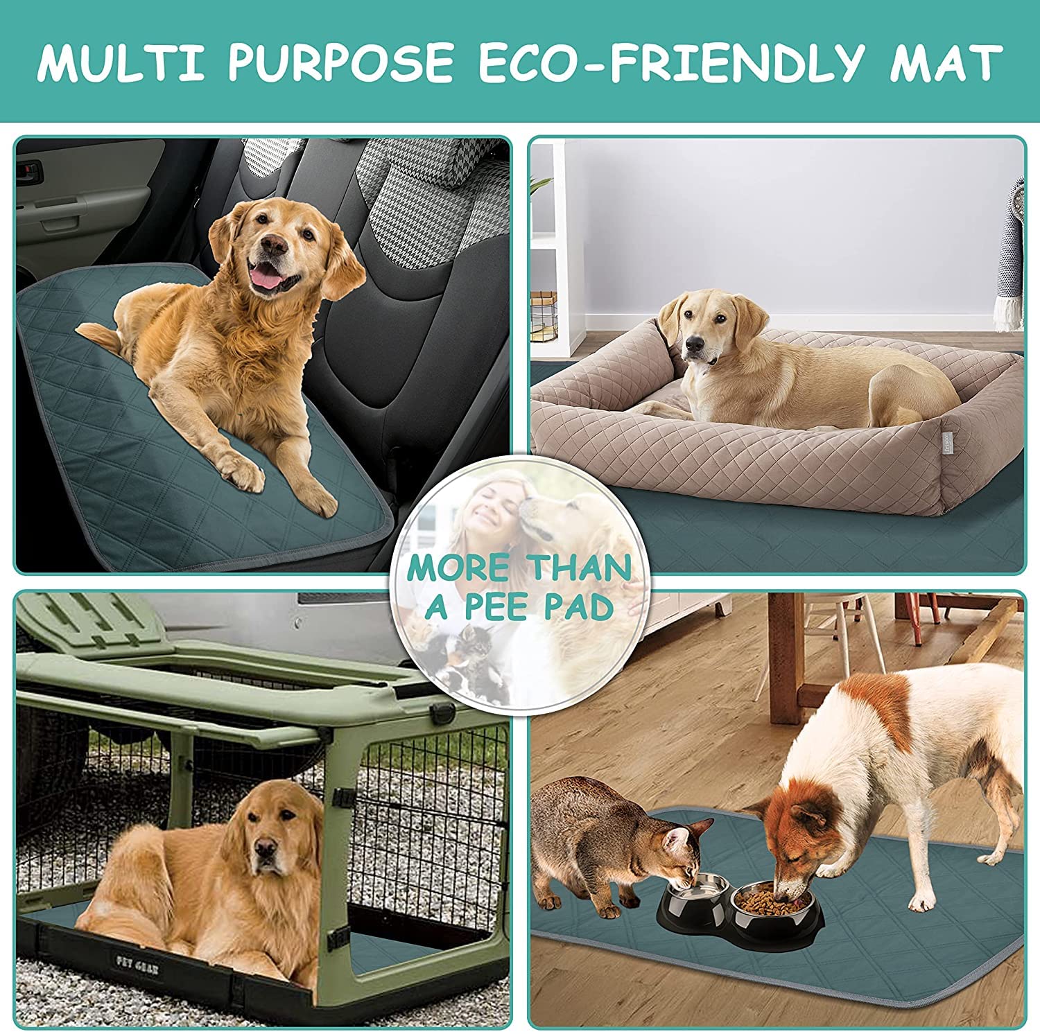 KOOLTAIL Waschbare Pipi Pads Für Hunde – 4 Stück (61x91 Cm) | Rutschfeste & Wiederverwendbare Trainingsmatten