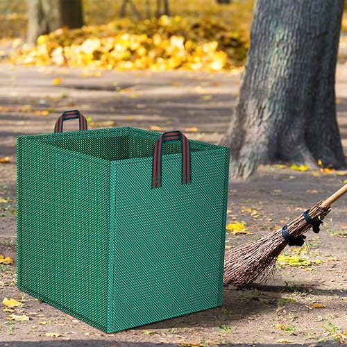 Miniatura 7 de Bolsas de hojas, paquete de 2 bolsas cuadradas grandes de 33 galones reutilizables para césped y jardín para colección de hojas, bolsa plegable con