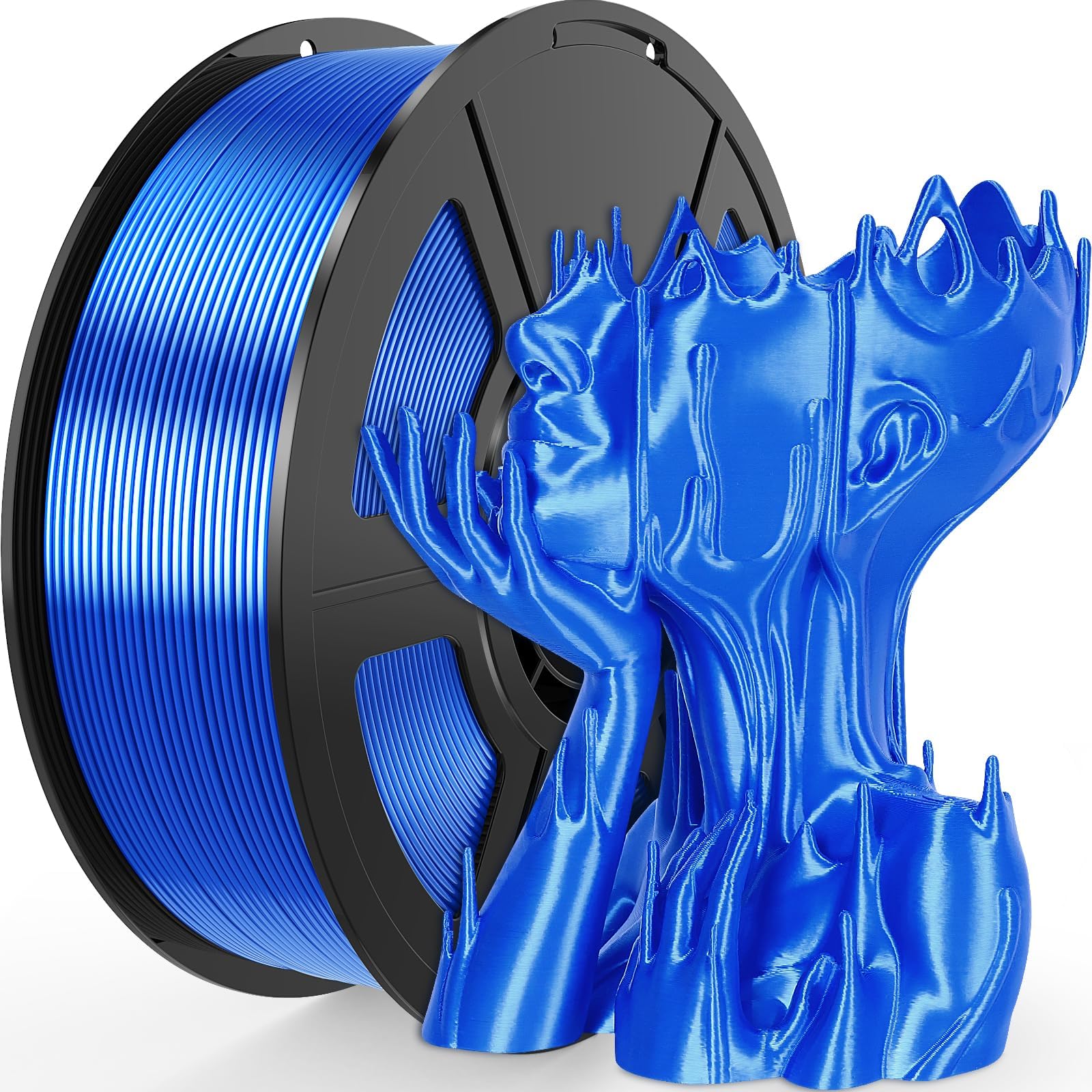 Amoybaby Silk Blue PLA Filament 1.75mm 1kg(2.2lbs), Rapid Shiny 3D Printer Filament PLA for Fast Printing, Low Warp & Clog-Free, Dimensional Accuracy