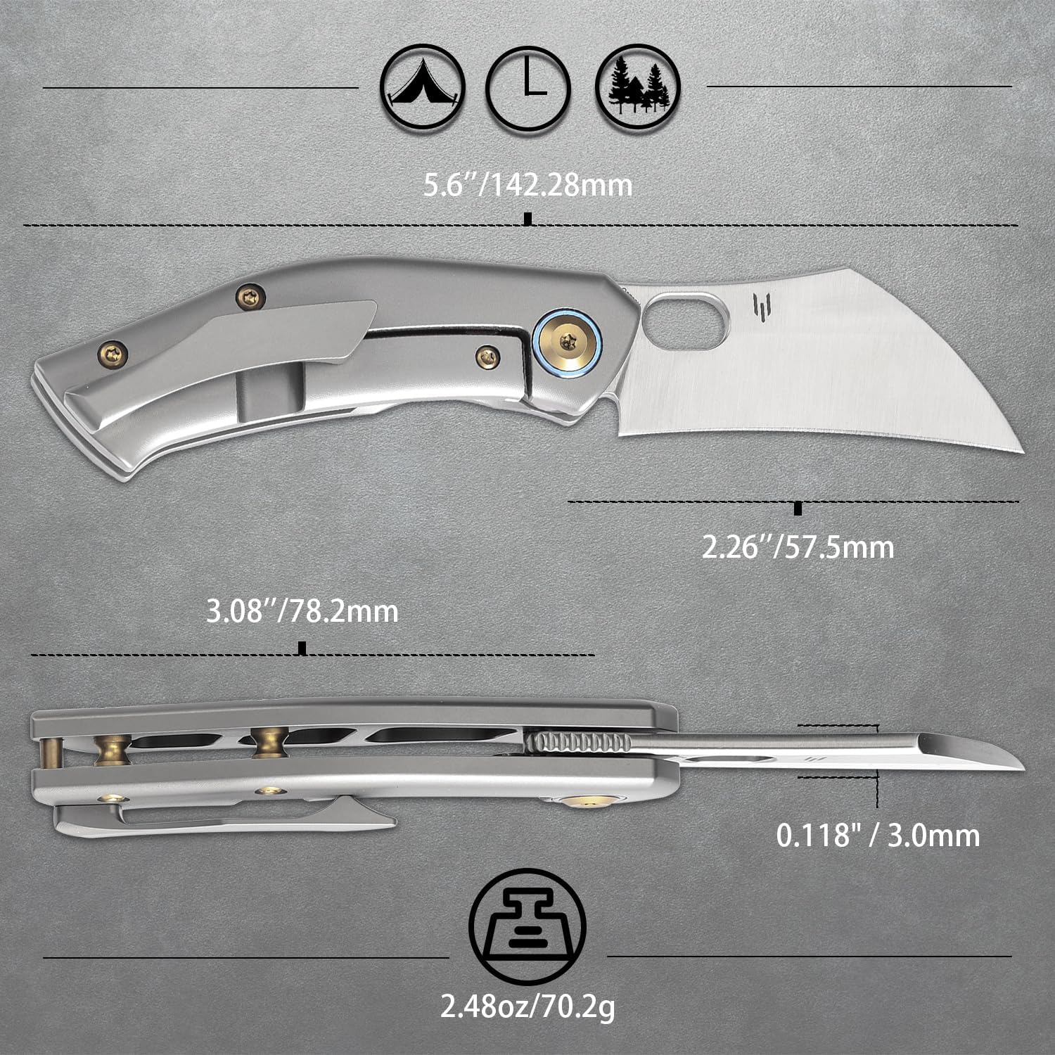 KANSEPT Osprey Pocket Folding Knives EDC Camping Knife 2.23'' Satin CPM S35VN Blade Small Pocket Knife with Titanium Handle for Men Women Everyday Carry K2087A1