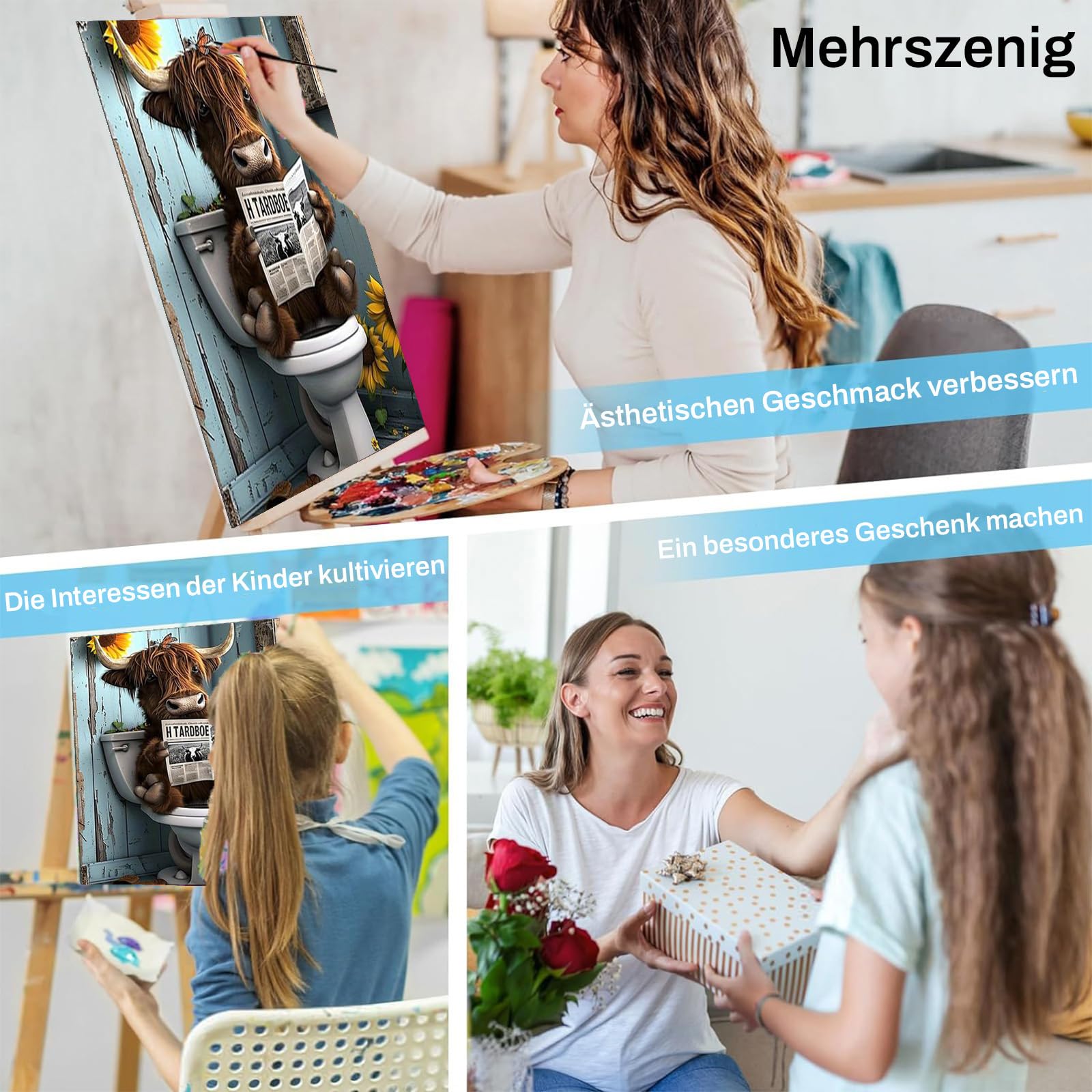 Malen Nach Zahlen Für Erwachsene – Kuh Mit Zunge – 40x50 Cm Leinwand Ohne Rahmen – DIY Kunstset