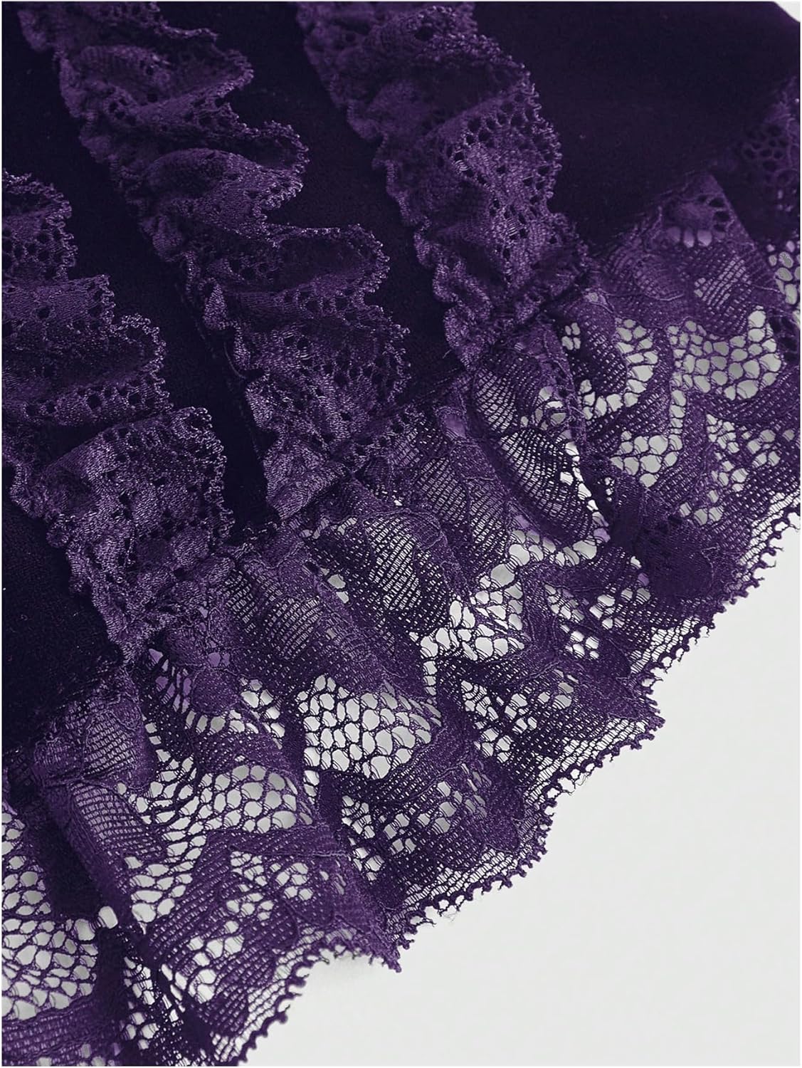 SHENHE Women's Goth Top Lace Trim Velvet Off Shoulder Short Sleeve Punk Top Shirt - Image 4