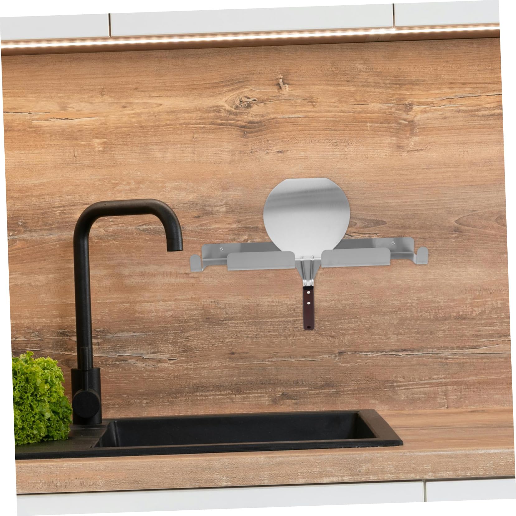 PRETYZOOM Porta Paletta Pizza a Muro in Acciaio Inossidabile per Cucina Casa Scaffale Organizzativo senza Fori, Design Moderno e Salvaspazio