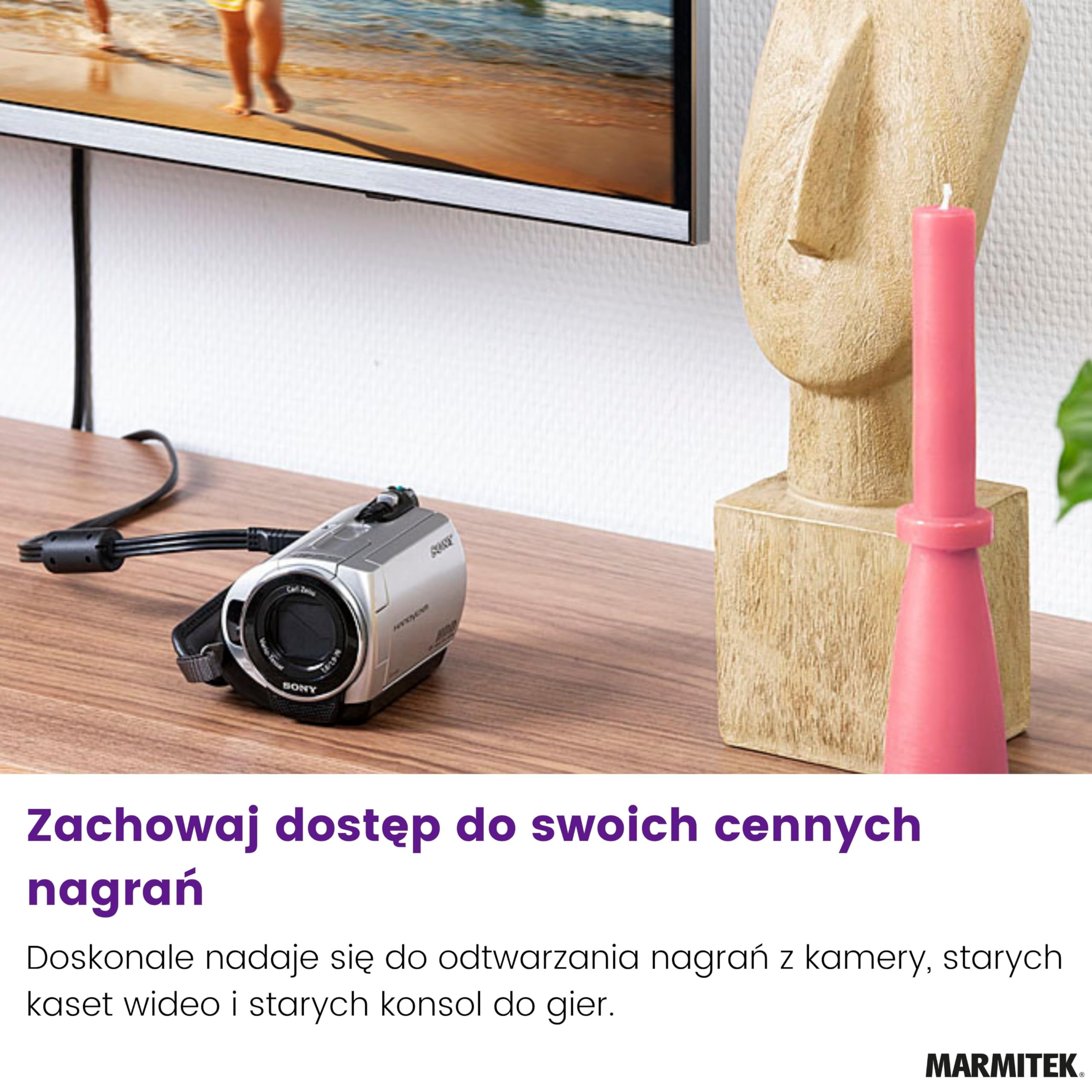 Marmitek Connect AH31 - Konwerter SCART na HDMI RCA AV 1080p | Adapter SCART/RCA AV na HDMI do TV i projektora, 720p/1080p, magnetowid, DVD i stare konsole