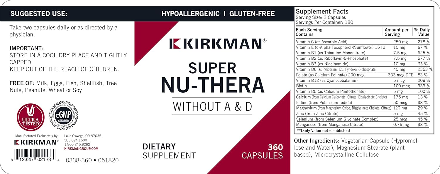 Kirkman d-Biotin 1000 mcg Capsules - Hypo - 120 Count